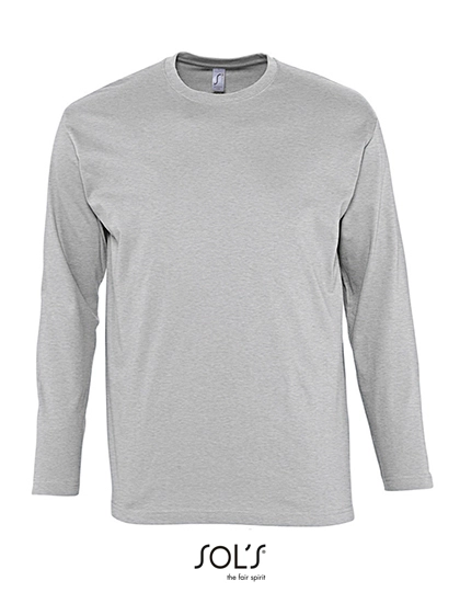 T-Shirt Monarch Long Sleeve zum Besticken und Bedrucken in der Farbe Grey Melange mit Ihren Logo, Schriftzug oder Motiv.