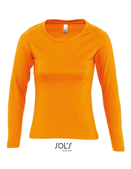 Women´s Long Sleeves-T Majestic zum Besticken und Bedrucken in der Farbe Orange mit Ihren Logo, Schriftzug oder Motiv.