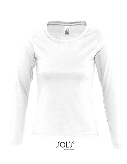 Women´s Long Sleeves-T Majestic zum Besticken und Bedrucken in der Farbe White mit Ihren Logo, Schriftzug oder Motiv.
