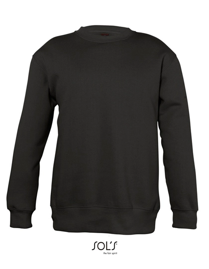 Kids´ Sweatshirt New Supreme zum Besticken und Bedrucken in der Farbe Black mit Ihren Logo, Schriftzug oder Motiv.