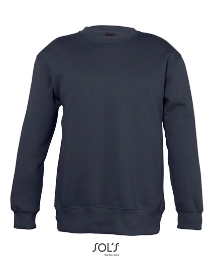 Kids´ Sweatshirt New Supreme zum Besticken und Bedrucken in der Farbe Navy mit Ihren Logo, Schriftzug oder Motiv.