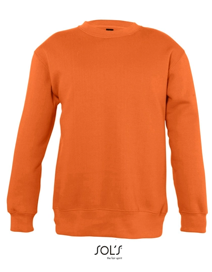 Kids´ Sweatshirt New Supreme zum Besticken und Bedrucken in der Farbe Orange mit Ihren Logo, Schriftzug oder Motiv.