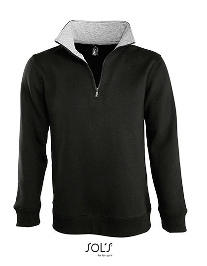 Men´s Sweat Shirt Scott 1/4 Zip zum Besticken und Bedrucken in der Farbe Black-Grey Melange mit Ihren Logo, Schriftzug oder Motiv.