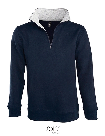 Men´s Sweat Shirt Scott 1/4 Zip zum Besticken und Bedrucken in der Farbe French Navy-Grey Melange mit Ihren Logo, Schriftzug oder Motiv.