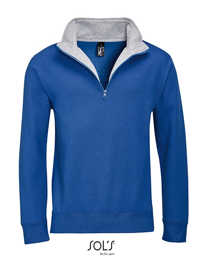 Men´s Sweat Shirt Scott 1/4 Zip zum Besticken und Bedrucken in der Farbe Royal Blue-Grey Melange mit Ihren Logo, Schriftzug oder Motiv.