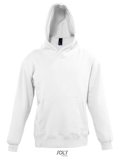 Kids´ Hooded Sweat Slam zum Besticken und Bedrucken in der Farbe White mit Ihren Logo, Schriftzug oder Motiv.