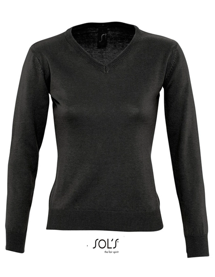 Women´s V-Neck Sweater Galaxy zum Besticken und Bedrucken in der Farbe Black mit Ihren Logo, Schriftzug oder Motiv.