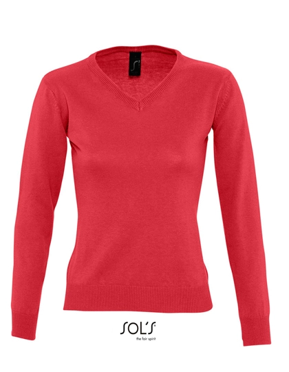 Women´s V-Neck Sweater Galaxy zum Besticken und Bedrucken in der Farbe Red mit Ihren Logo, Schriftzug oder Motiv.