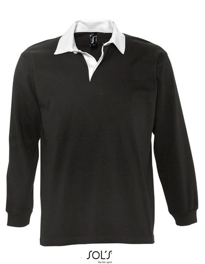 Men´s Rugbyshirt Pack zum Besticken und Bedrucken in der Farbe Black-White mit Ihren Logo, Schriftzug oder Motiv.