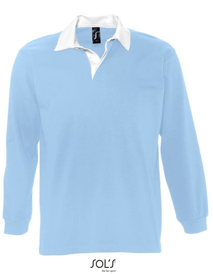 Men´s Rugbyshirt Pack zum Besticken und Bedrucken in der Farbe Sky Blue-White mit Ihren Logo, Schriftzug oder Motiv.