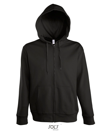 Men´s Hooded Zipped Jacket Seven zum Besticken und Bedrucken in der Farbe Black mit Ihren Logo, Schriftzug oder Motiv.