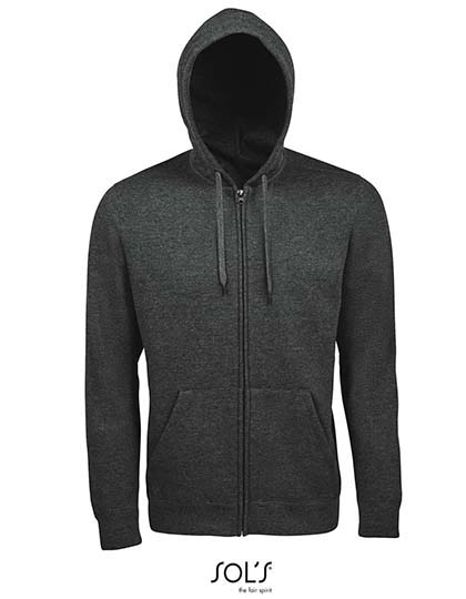 Men´s Hooded Zipped Jacket Seven zum Besticken und Bedrucken in der Farbe Charcoal Melange mit Ihren Logo, Schriftzug oder Motiv.