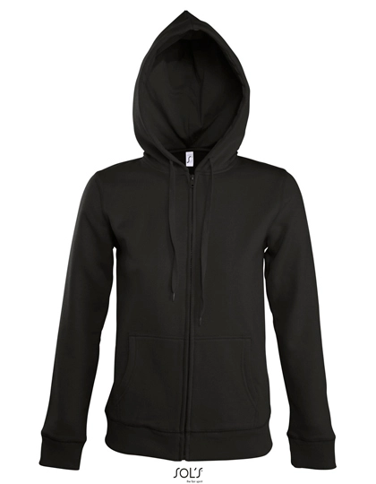Women´s Hooded Zipped Jacket Seven zum Besticken und Bedrucken in der Farbe Black mit Ihren Logo, Schriftzug oder Motiv.