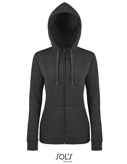 Women´s Hooded Zipped Jacket Seven zum Besticken und Bedrucken in der Farbe Charcoal Melange mit Ihren Logo, Schriftzug oder Motiv.