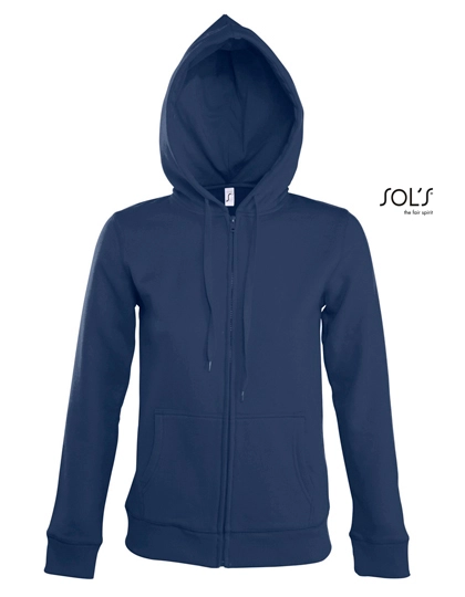Women´s Hooded Zipped Jacket Seven zum Besticken und Bedrucken in der Farbe French Navy mit Ihren Logo, Schriftzug oder Motiv.