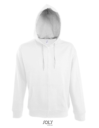 Men´s Contrasted Zipped Hooded Jacket Soul zum Besticken und Bedrucken in der Farbe White-Grey Melange mit Ihren Logo, Schriftzug oder Motiv.