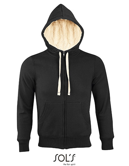 Unisex Zipped Jacket Sherpa zum Besticken und Bedrucken in der Farbe Black mit Ihren Logo, Schriftzug oder Motiv.