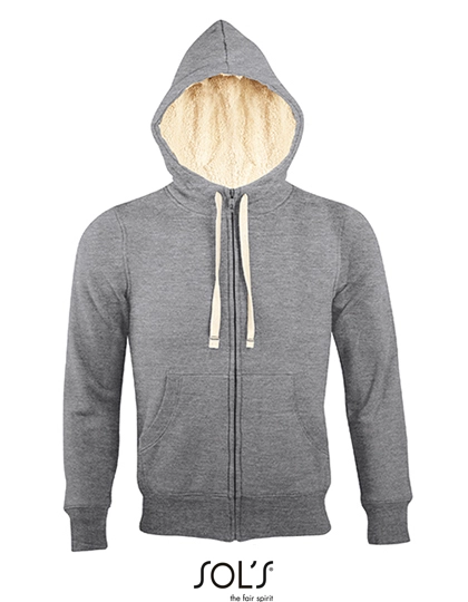 Unisex Zipped Jacket Sherpa zum Besticken und Bedrucken in der Farbe Grey Melange mit Ihren Logo, Schriftzug oder Motiv.