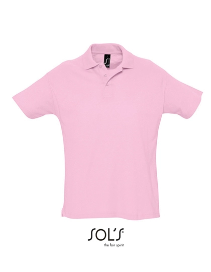 Summer Polo II zum Besticken und Bedrucken in der Farbe Pink mit Ihren Logo, Schriftzug oder Motiv.
