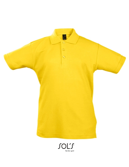 Kids´ Summer Polo II zum Besticken und Bedrucken in der Farbe Gold mit Ihren Logo, Schriftzug oder Motiv.