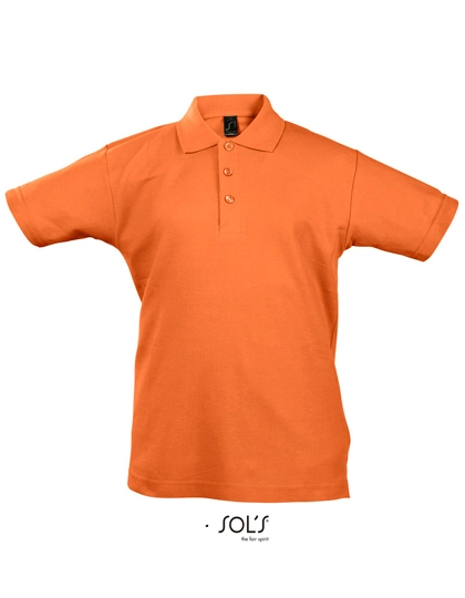 Kids´ Summer Polo II zum Besticken und Bedrucken in der Farbe Orange mit Ihren Logo, Schriftzug oder Motiv.