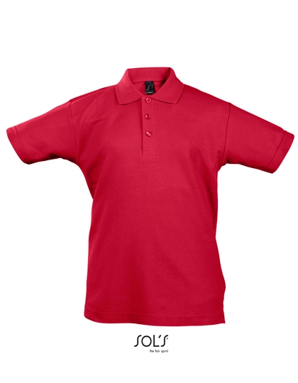 Kids´ Summer Polo II zum Besticken und Bedrucken in der Farbe Red mit Ihren Logo, Schriftzug oder Motiv.