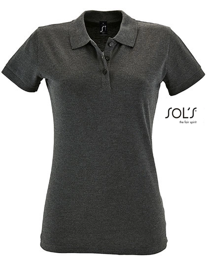Women´s Polo Shirt Perfect zum Besticken und Bedrucken in der Farbe Charcoal Melange mit Ihren Logo, Schriftzug oder Motiv.