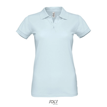 Women´s Polo Shirt Perfect zum Besticken und Bedrucken in der Farbe Creamy Blue mit Ihren Logo, Schriftzug oder Motiv.