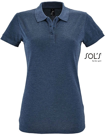 Women´s Polo Shirt Perfect zum Besticken und Bedrucken in der Farbe Heather Denim mit Ihren Logo, Schriftzug oder Motiv.