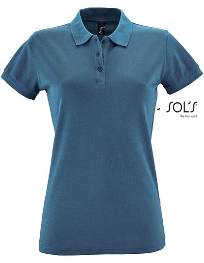 Women´s Polo Shirt Perfect zum Besticken und Bedrucken in der Farbe Slate Blue mit Ihren Logo, Schriftzug oder Motiv.