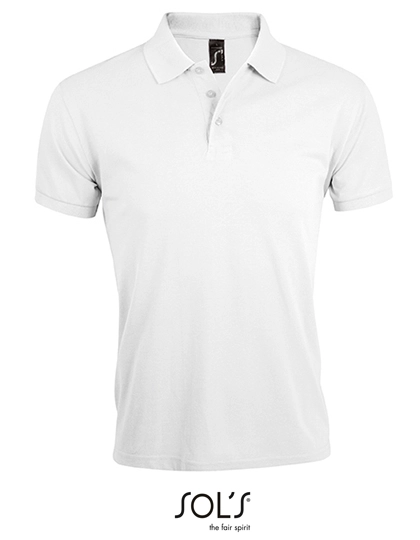 Men´s Polo Shirt Prime zum Besticken und Bedrucken in der Farbe White mit Ihren Logo, Schriftzug oder Motiv.