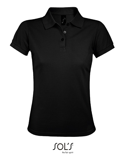 Women´s Polo Shirt Prime zum Besticken und Bedrucken in der Farbe Black mit Ihren Logo, Schriftzug oder Motiv.
