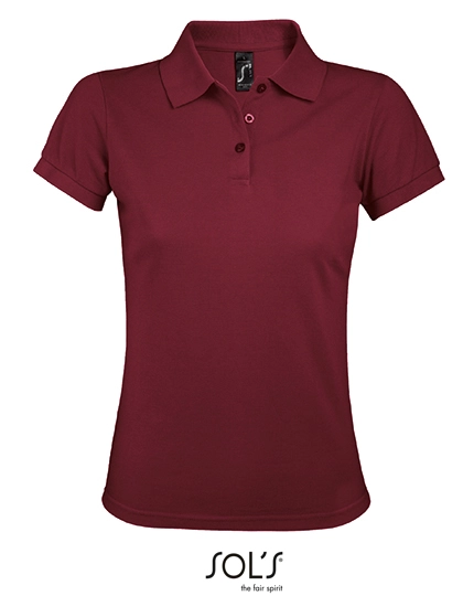Women´s Polo Shirt Prime zum Besticken und Bedrucken in der Farbe Burgundy mit Ihren Logo, Schriftzug oder Motiv.