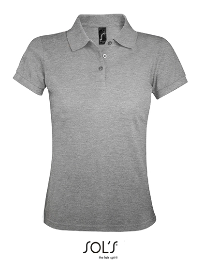 Women´s Polo Shirt Prime zum Besticken und Bedrucken in der Farbe Grey Melange mit Ihren Logo, Schriftzug oder Motiv.