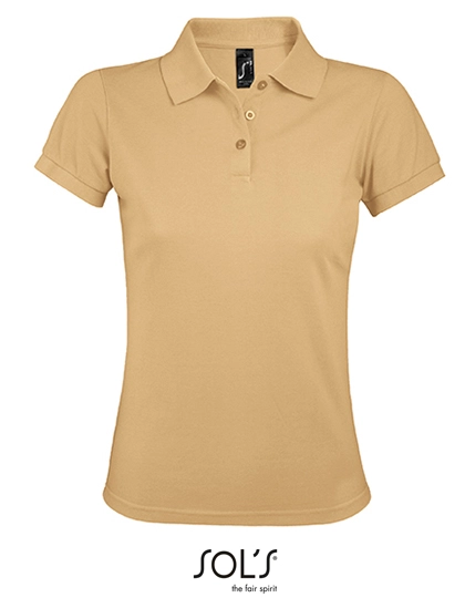 Women´s Polo Shirt Prime zum Besticken und Bedrucken in der Farbe Sand mit Ihren Logo, Schriftzug oder Motiv.