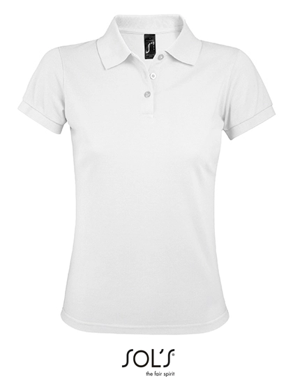 Women´s Polo Shirt Prime zum Besticken und Bedrucken in der Farbe White mit Ihren Logo, Schriftzug oder Motiv.