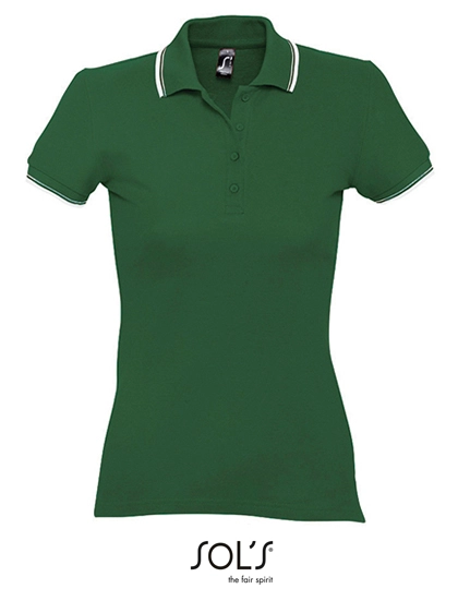 Women´s Polo Practice zum Besticken und Bedrucken in der Farbe Golf Green-White mit Ihren Logo, Schriftzug oder Motiv.