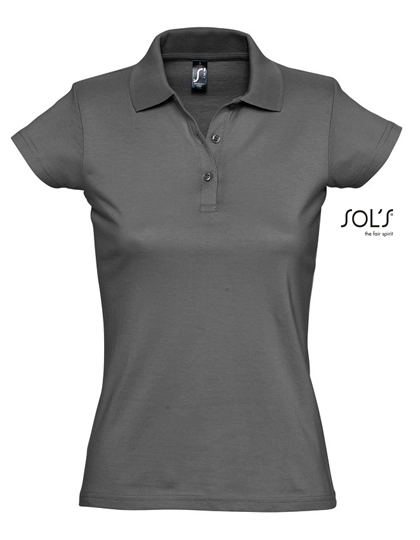 Women´s Jersey Polo Shirt Prescott zum Besticken und Bedrucken in der Farbe Dark Grey (Solid) mit Ihren Logo, Schriftzug oder Motiv.