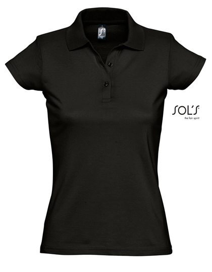 Women´s Jersey Polo Shirt Prescott zum Besticken und Bedrucken in der Farbe Deep Black mit Ihren Logo, Schriftzug oder Motiv.