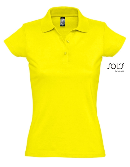 Women´s Jersey Polo Shirt Prescott zum Besticken und Bedrucken in der Farbe Lemon mit Ihren Logo, Schriftzug oder Motiv.