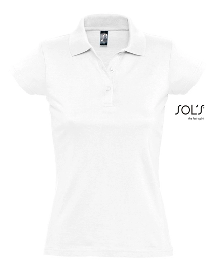 Women´s Jersey Polo Shirt Prescott zum Besticken und Bedrucken in der Farbe White mit Ihren Logo, Schriftzug oder Motiv.