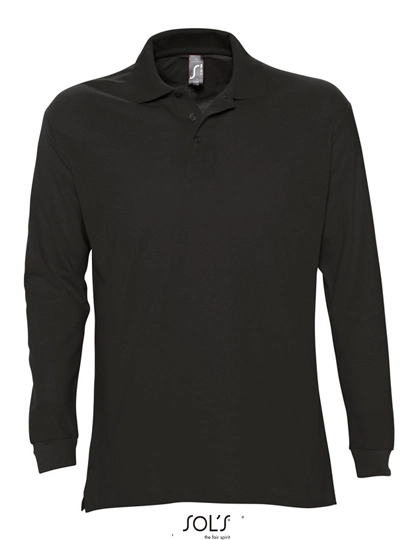 Long Sleeve Polo Star zum Besticken und Bedrucken in der Farbe Black mit Ihren Logo, Schriftzug oder Motiv.