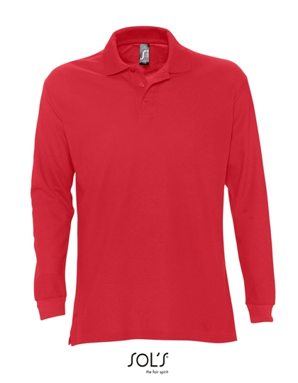 Long Sleeve Polo Star zum Besticken und Bedrucken in der Farbe Red mit Ihren Logo, Schriftzug oder Motiv.