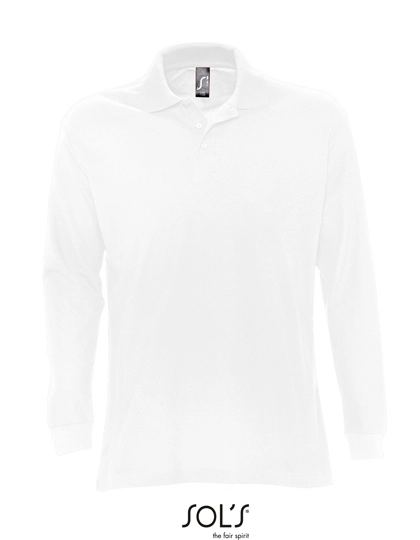 Long Sleeve Polo Star zum Besticken und Bedrucken in der Farbe White mit Ihren Logo, Schriftzug oder Motiv.