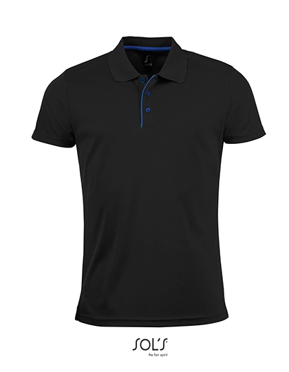 Men´s Sports Polo Shirt Performer zum Besticken und Bedrucken in der Farbe Black mit Ihren Logo, Schriftzug oder Motiv.