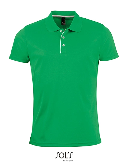 Men´s Sports Polo Shirt Performer zum Besticken und Bedrucken in der Farbe Kelly Green mit Ihren Logo, Schriftzug oder Motiv.