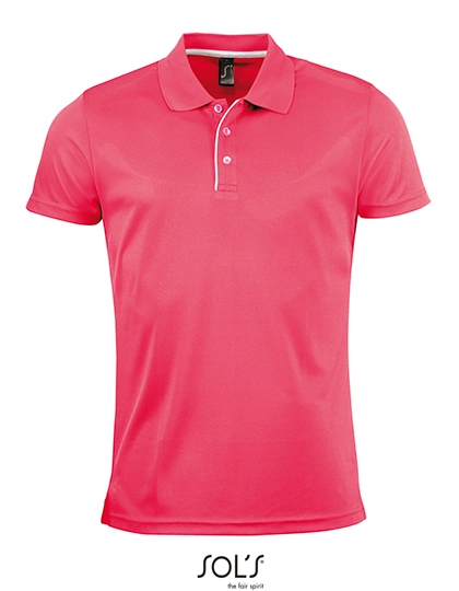 Men´s Sports Polo Shirt Performer zum Besticken und Bedrucken in der Farbe Neon Coral mit Ihren Logo, Schriftzug oder Motiv.