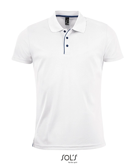 Men´s Sports Polo Shirt Performer zum Besticken und Bedrucken in der Farbe White mit Ihren Logo, Schriftzug oder Motiv.