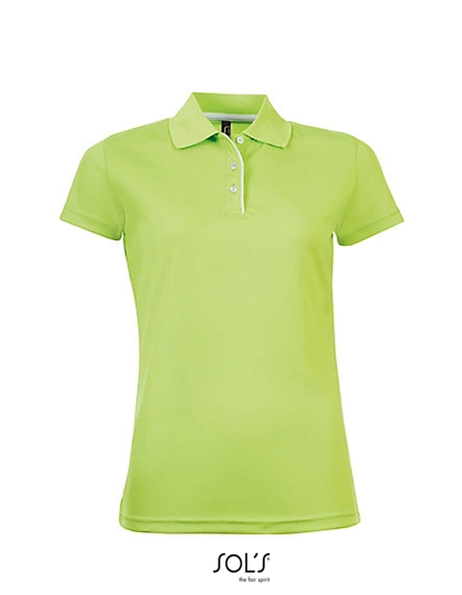 Women´s Sports Polo Shirt Performer zum Besticken und Bedrucken in der Farbe Apple Green mit Ihren Logo, Schriftzug oder Motiv.