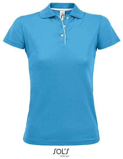 Women´s Sports Polo Shirt Performer zum Besticken und Bedrucken in der Farbe Aqua mit Ihren Logo, Schriftzug oder Motiv.